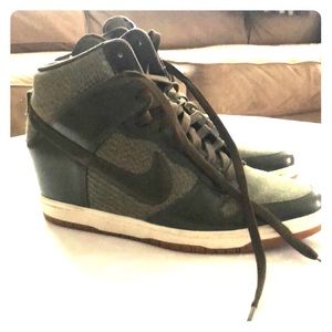 Olive green Nike Sky High Dunks Wedge - Size 11